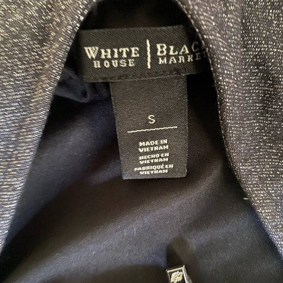 WHITE HOUSE BLACK MARKET DROP WAIST SHINY SILVER DRESS SIZE SMALL - Picture 2 of 5